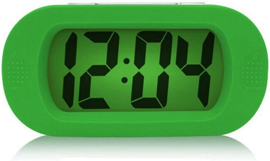 Gurgle LCD Digital Large Screen Alarm Clock Multi-function with Silicone Protective Cover, Great for Elderly People, Table or Wall Clock , Desk Bedside, Offices Conference Rooms, and School Classrooms (Green)