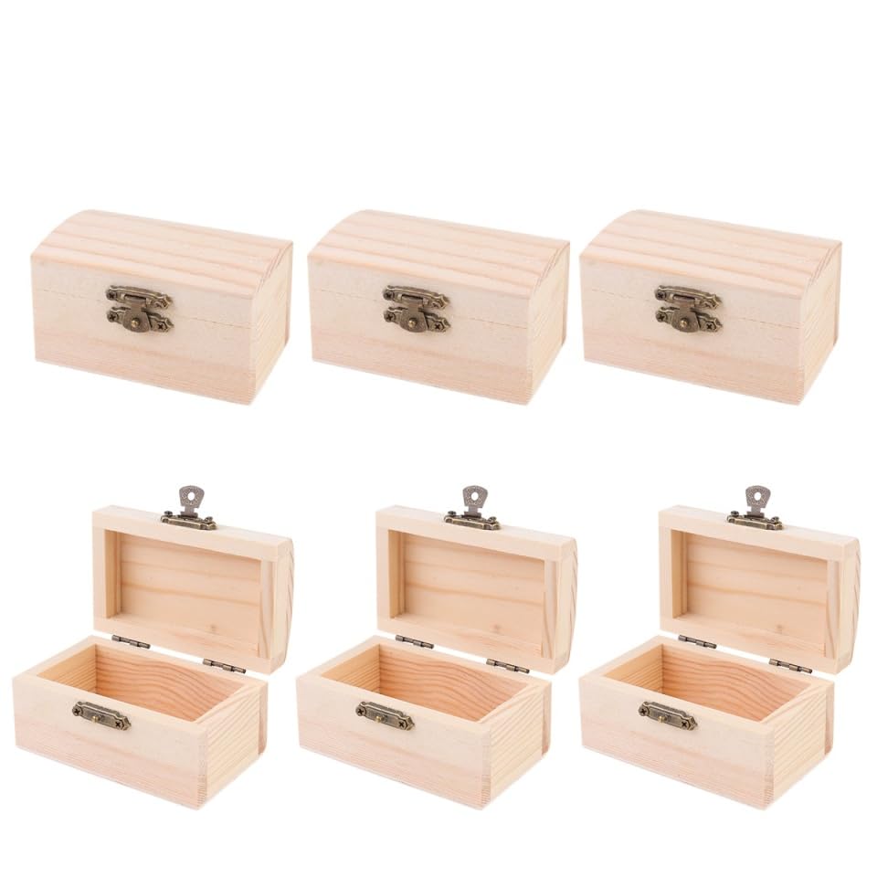 EXCEART 6 Boîtes De Rangement En Bois Naturel 3.54X2.17X1.97 Pouces Coffrets Rectangulaires Pour Bijoux Et Petits Objets Organisateur Pour Bureau Maison