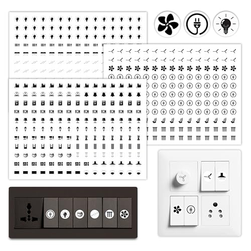 Trueflair Stickers for Switch Board for Home Wall Switches, Contain All Common Switch Stickers (Black and White)