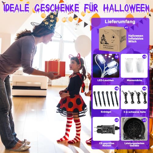 Danxilu 3,6m XXL Halloween Aufblasbare Schwebende Hexe Outdoor Deko – Ansicht 6