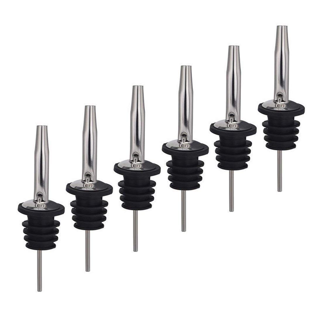 We Can Source It Ltd – Stainless Steel Free Flow Pourers – Professional Bottle Pourer for Spirits, Oils, and Dressings – Smooth Flow Control for Bars, Restaurants, and Home Use - Pack of 6