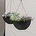 LA JOLIE MUSE Hanging Planters for Outdoor Plants, Large Hanging Planter with Drain Holes, Black Hanging Flower Pots (13.2 Inch, Set of 2)