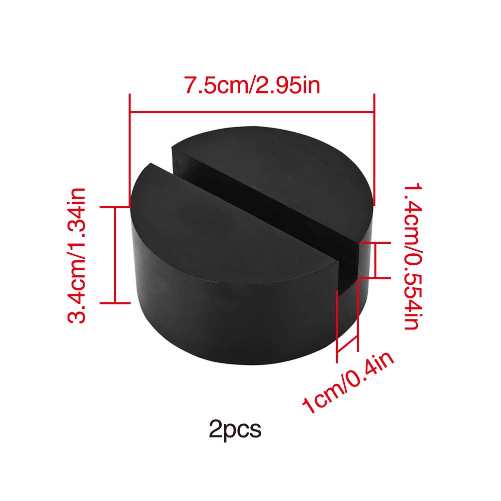 EXLECO 2 Patins Caoutchouc Jack Pad 75x75x50 Mm – Protecteur Cric Rainuré Universel Pour Voiture & SUV