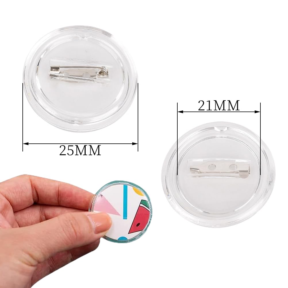 50pcs Clear Button Pins, ZODKSNO 25mm Transparent Acrylic Button Badges Round Pin Badges for DIY Crafts - Image 2