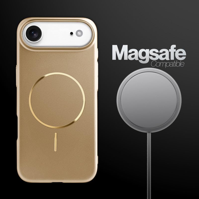 Image of AIBEX Ultra-Thin Mag-Saf Back Cover Case Compatible with iPhone 17 AIR| Slim Fit Scratch-Resistant Matte | Magnetic Wireless Charging | Microfibre Lining | Camera Protection (PC Material) - Gold