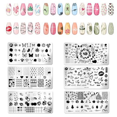 NIYATA Kit de tampons à ongles, tampons à ongles, kit de stamping, plaques de nail art, tampons à ongles, kit d'outils de manucure, pochoirs de stamping...