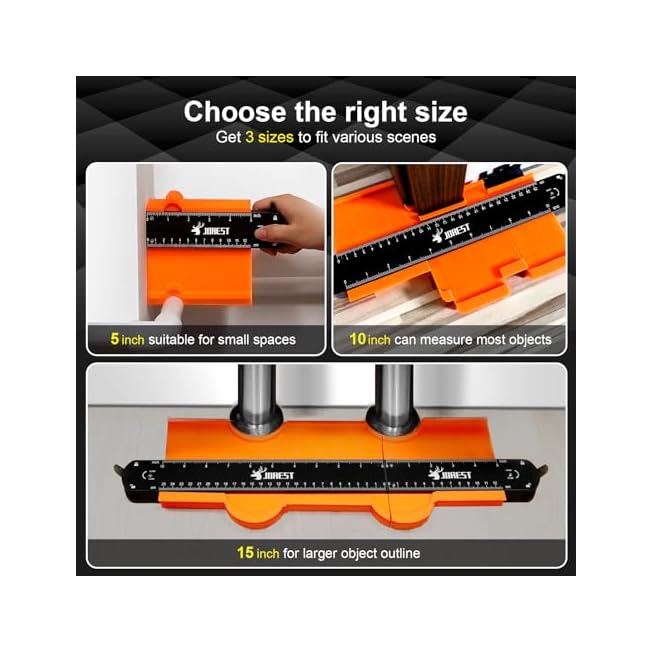 JOREST Connectable Contour Gauge (10+5 Inch) Handyman, Shape Profile Duplicator with Lock, Outline Angle Measuring Tool