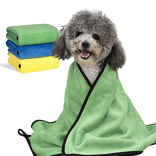 MICOOYO 3PCS Dog Towels for Drying Super Absorbent Pet Grooming Towels, Quick Drying Dog Bath Towels for Puppy Cats