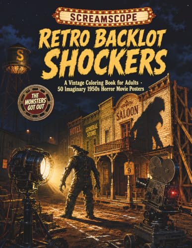 Retro Backlot Shockers: A Vintage Coloring Book for Adults with 50 Imaginary 1950s Horror Movie Posters — Where the Monsters Got Out of the Movies and Into the Studio (Screamscope) image 2
