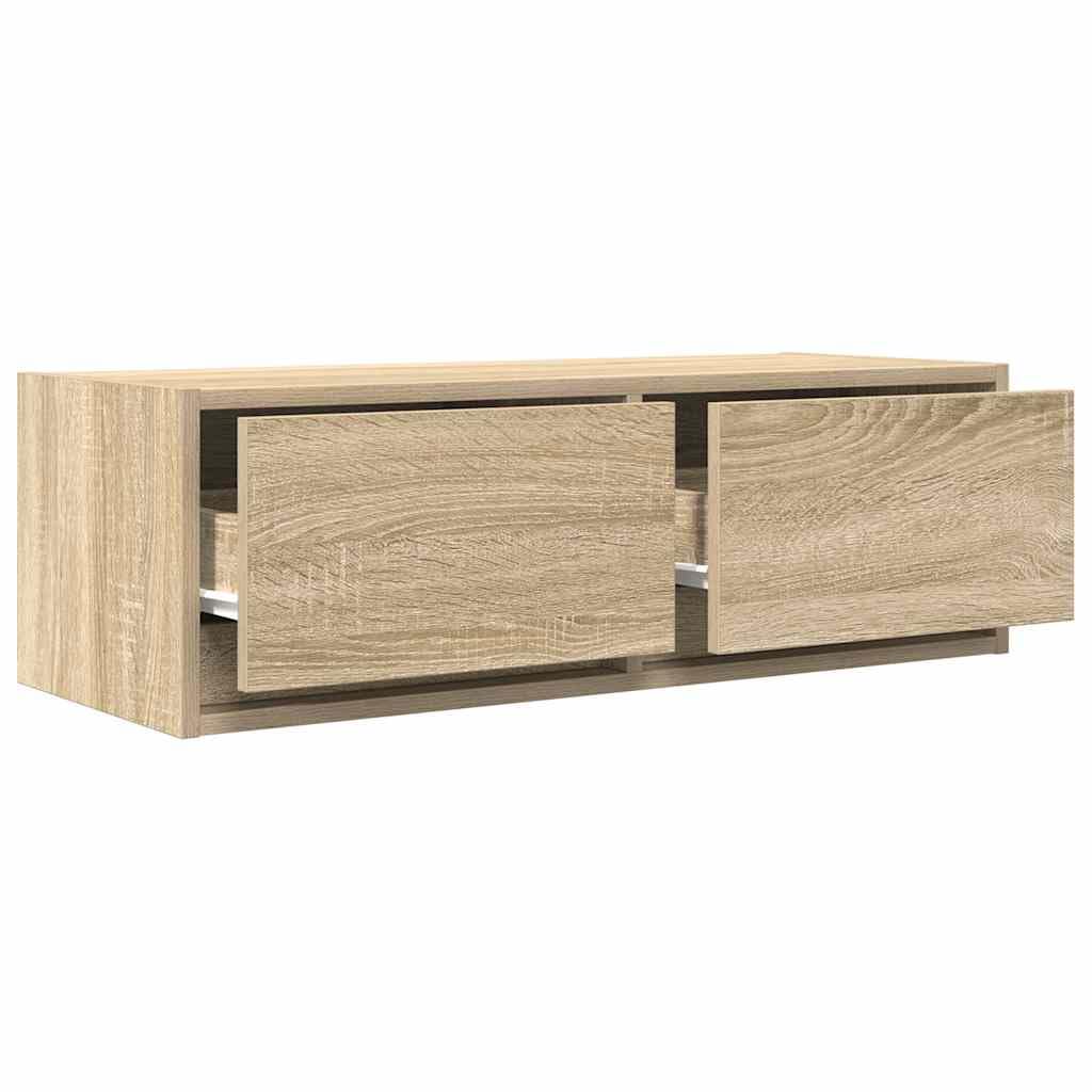 2er Set TV-Wandschränke Sonoma-Eiche 80cm - Schwebendes TV Board Lowboard hängend aus Holzwerkstoff - Modernes Media Möbel Wandboard für Wohnzimmer & Schlafzimmer - 80x31x25,5 cm