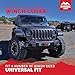 Offroading Gear 4x4 Waterproof and Dust-Resistant Heavy-Duty Winch Cover for 12,000lbs Winches | Black Neoprene Fabric | ATV| Jeep| Truck| Etc. | Large