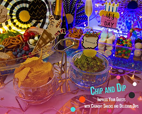 Gespink Dip Bowls Set, Dipping Bowls, Chilled Serving Bowl, Ice Serving Bowl With Ice Holder For Parties, Ice Bowl Dip Container On Ice Compartment, Bar Condiment Garnish Server, With Light Ice Bonus #TOP5