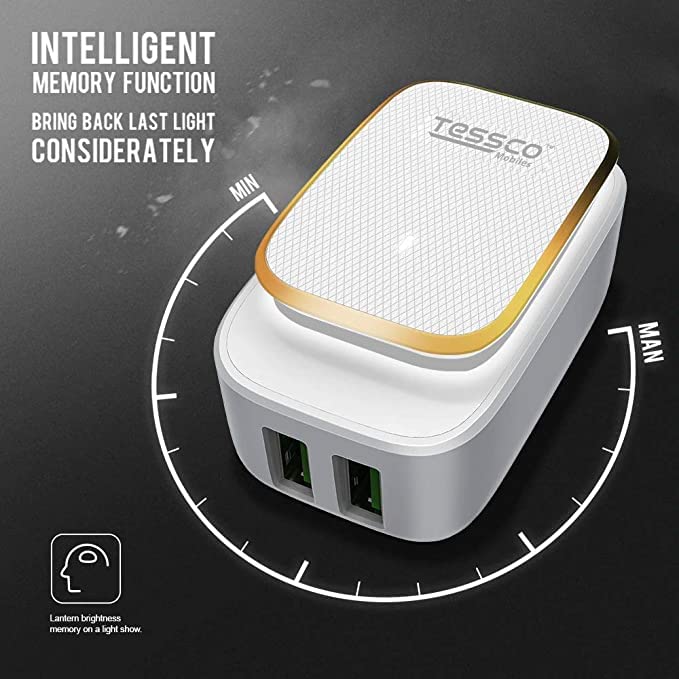 Image of 3 idea Imagine Create Print Tessco Bc-207 2 Ports Multi Wall USB Charger Plug (White)