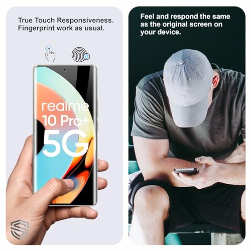 Image of TPU hydrogel Edge to Edge Screen Protector Guard For Realme 10 Pro Plus (6.7 Inch) With Installation Kit | Fingerprint Compatible | Edge to Edge Coverage