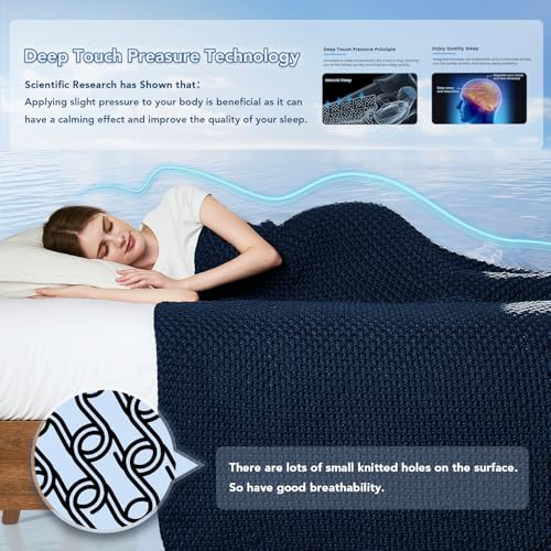 Topcee Knitted Weighted Blanket - 60"x80" 20lbs Queen Size Cooling Chunky Knit Heavy Blanket for Adults Cable Yarn Knit Decorative No Beads Soft Cozy and Cooling Weighted Throw Machine Washable