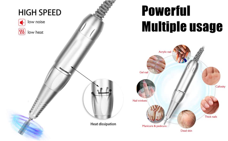 Miniatura 3 de Taladro eléctrico de uñas, profesional de manicura eléctrica y pedicura, repuesto para uso profesional en el hogar