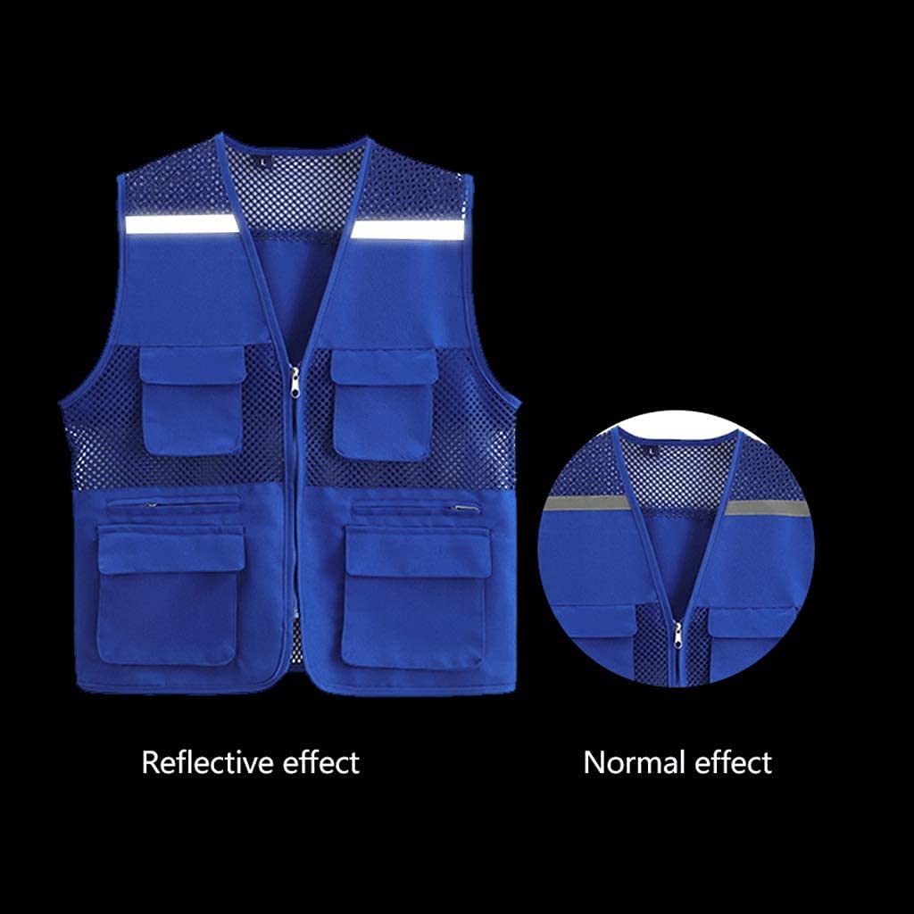 Chalecos de seguridad Chalecos de alta visibilidad Traje deportivo reflectante Chaleco de seguridad de malla reflectante - Chaleco de seguridad de alta visibilidad Chalecos reflectantes (azul L)