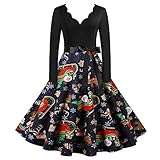 Onsoyours Damen Spitze Ärmellos Party Club Kurz Slim Abend Brautkleid Ballkleid Vintage Rundhalsausschnitt 3/4 Ärmel Retro Knielanges Cocktailkleid A Blau 3XL