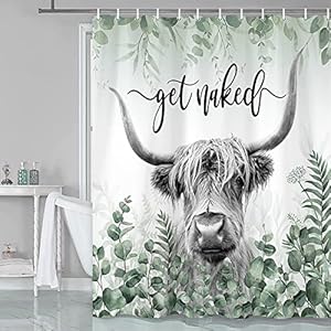 Romantic Angels Highland Cow Duschvorhang-Set 183x183 cm
