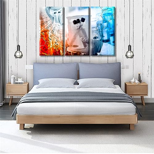 Image of Chemical Equations Laboratory Research Concept Canvas Wall Art Clinical Laboratory Wall Art for Living Room 3 Panels Wall Pictures Giclee Print Gallery Packaging Artwork Ready to Hang (42 inchWx28 inchH)