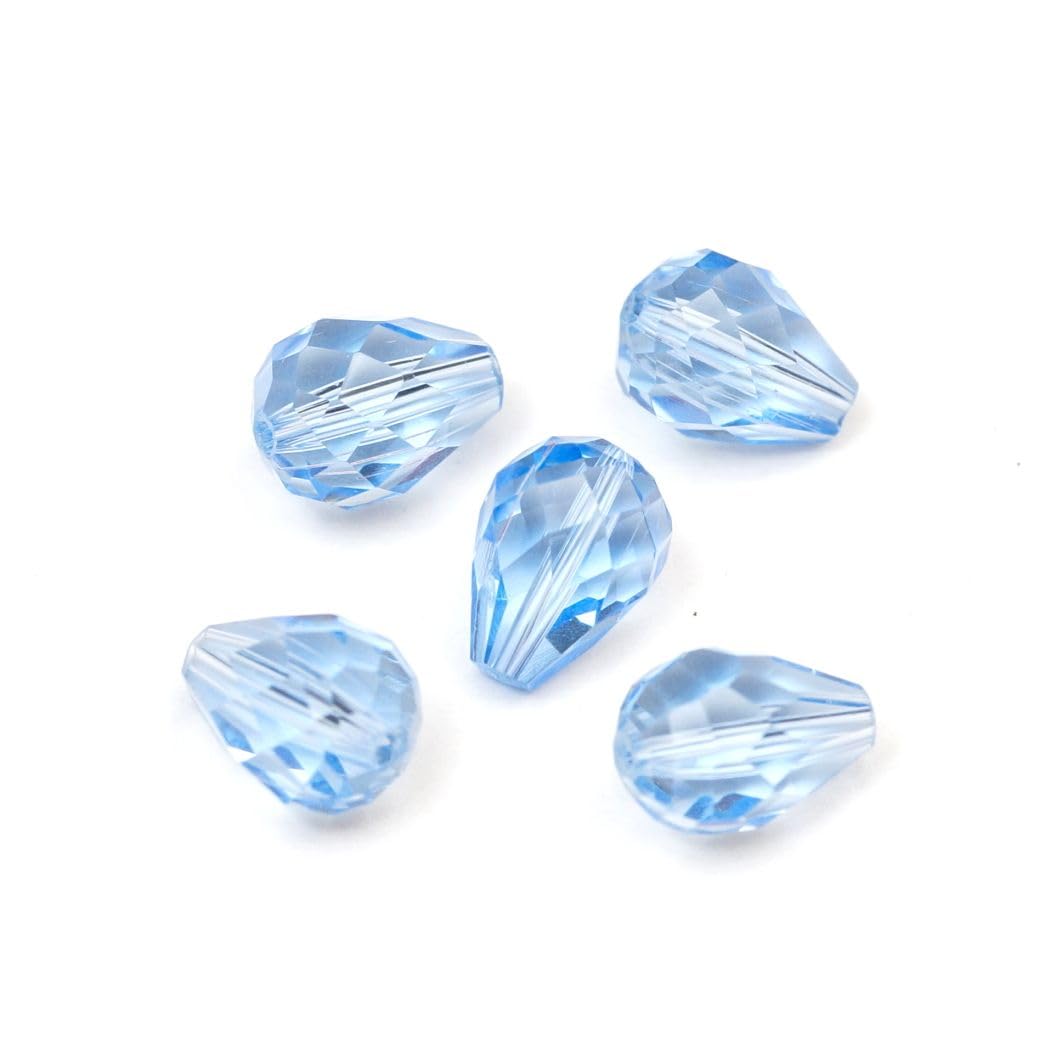 Adabele SST-814 - 50 perline di cristallo a goccia sfaccettate, 8 mm, colore: Blu zaffiro chiaro compatibile con cristalli Swarovski 5500 Preciosa SST-814