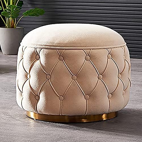 Repose-pieds rond en velours capitonné meuble de rangement luxueux