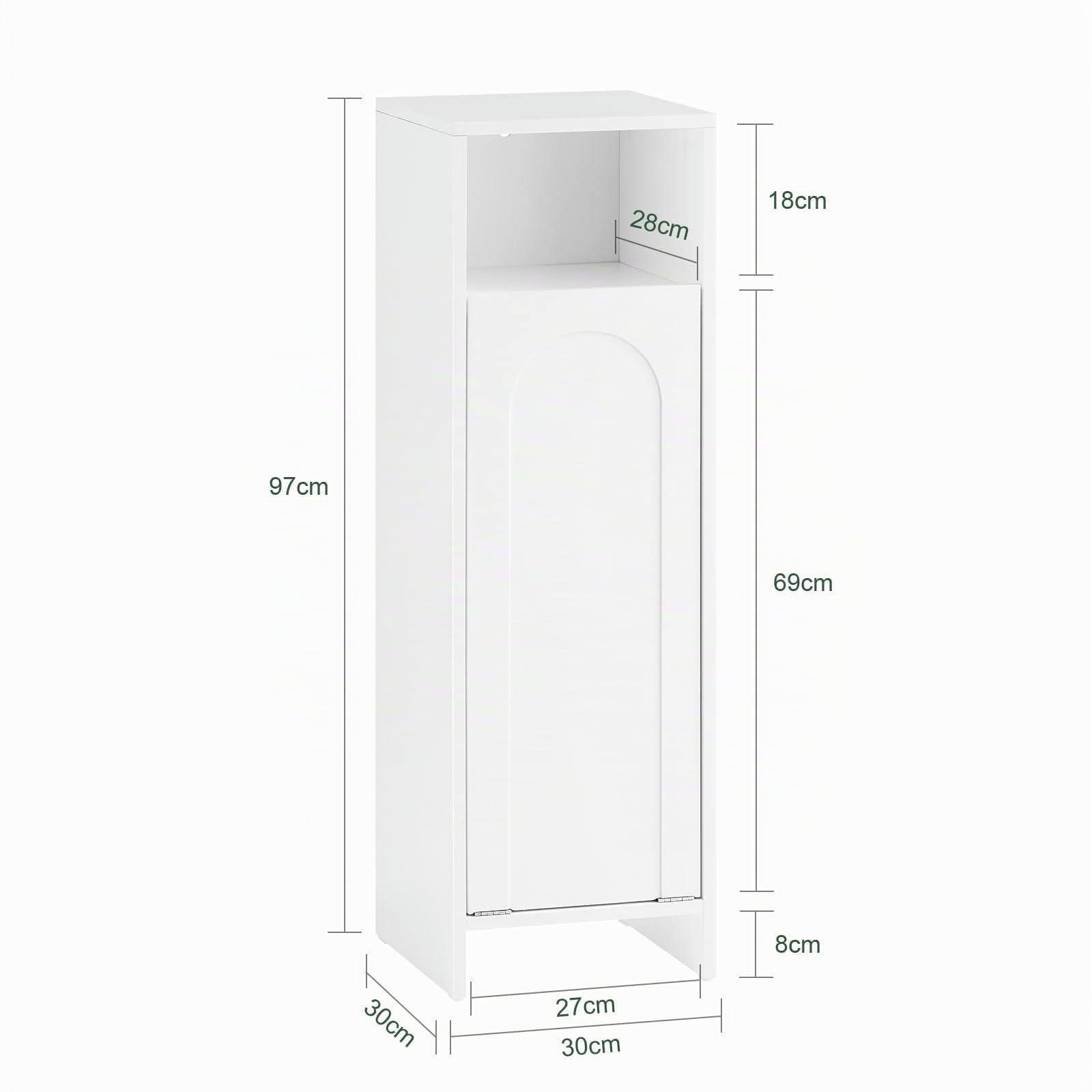 SoBuy Mueble Baño Estrecho con Cesto para Ropa Sucia 30x97x30 cm Blanco | Mueble Ropa Sucia con Saco Extraíble, Armario Baño con Patas con protección de Silicona, para Espacios Pequeños, BZR161-W