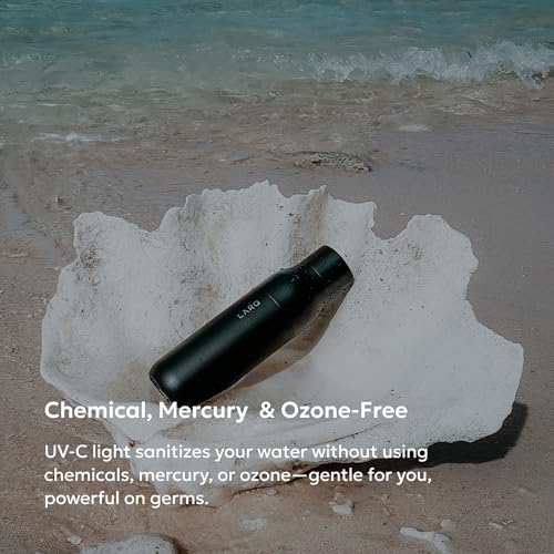 Image of LARQ Stainless Steel Bottle - Self-Cleaning Water Bottle And Water Purification System, Black, Pack Of 1, 500 Milliliters
