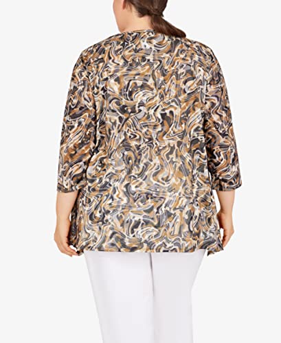 Ruby Rd. Womens Plus-Size Marbled Sublimation Top Black Multi Size 1X #TOP6