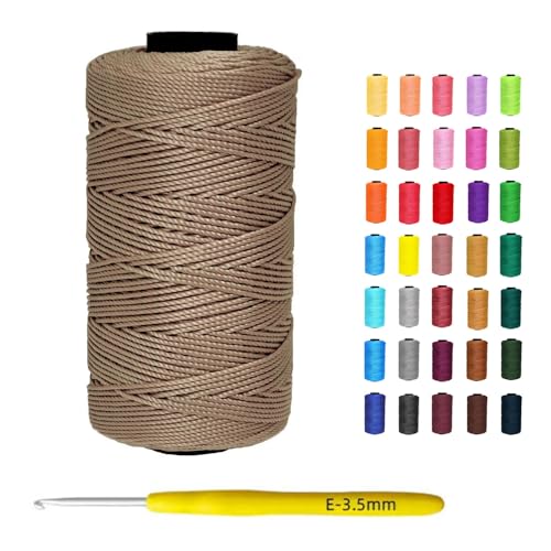 Yusarinl 1.5mm x 219 Yards Polyester Cord for Knitting, Macrame String for DIY Hats, Bags, Shoes, Plant Hangers, Decorations - Dark Khaki