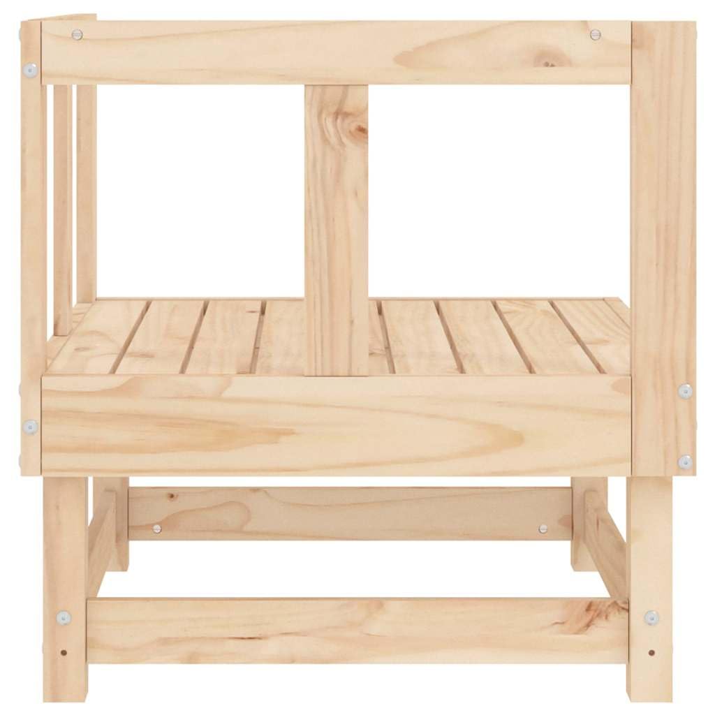 Sofá esquinero de jardín 2 piezas de madera maciza de pino con diseño de listones robustos para terraza y balcón, cómodo respaldo, estructura modular para combinación de salón flexible,