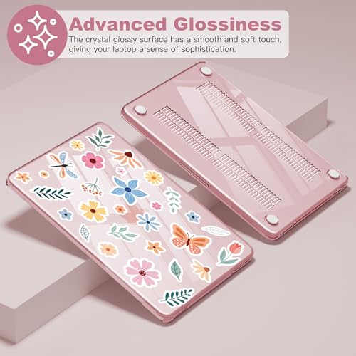 Coque MacBook Neo 13 2026 rigide fleur rose avec protège-clavier - 2