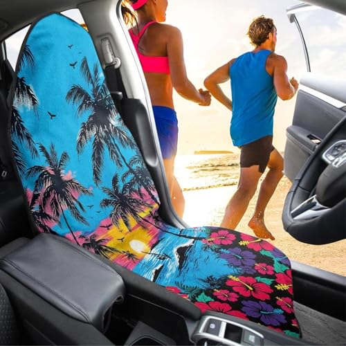 Image of Beach Turtle Car Seat Towel Cover Front Seats Only Water Sweat Car Seat Protector After Gym Workout Beach and Swimming Universal Fit Most Cars Women Men