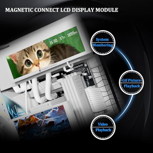 Image of Trofeo Vision 9.16 LCD White, 9.16-inch Full-Color LCD Magnetic Display Screen, 1920x480 Resolution, Easy to Install,Master CPU /GPU Temperature(White)