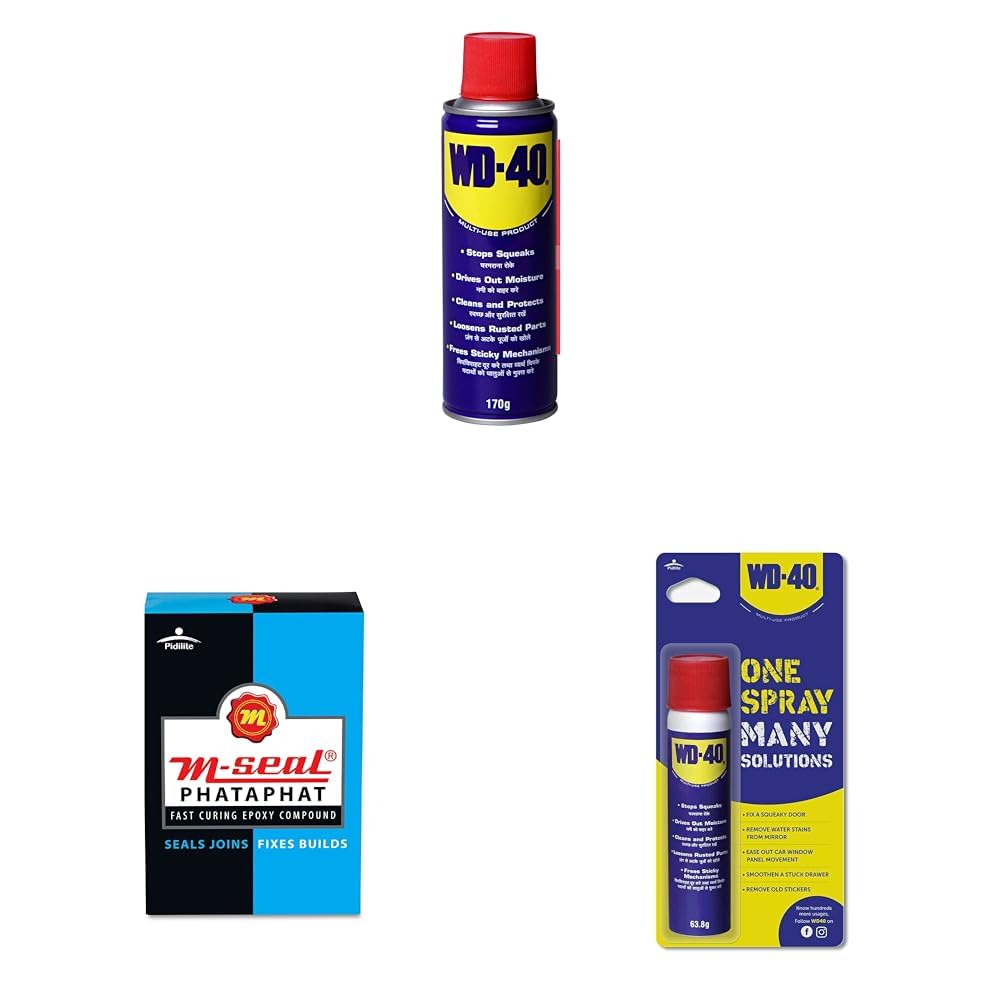 Pidilite WD-40, Multipurpose Spray, Lubricant, Rust Remover, Cleans Bike Chains, Squeak Noise Remove combos