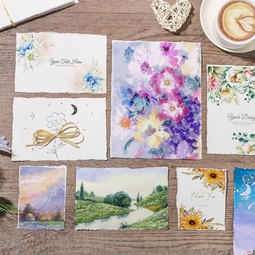 Image of Prudiut 25 Sheets Cotton Watercolor Paper, 300 GSM, 6 x 8 inch, Texture Laid, Ideal for Watercolor Painting, Acrylic Sketching, Card Making