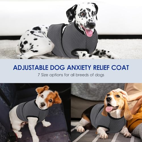 Image of KOESON Dog Anxiety Calming Vest, Breathable Dog Thunder Jacket, Adjustable Pet Stress and Anxiety Relief Shirt for Thunderstorm, Fireworks, Grooming, Vet Visit, Travel, Separation, XS-3XL