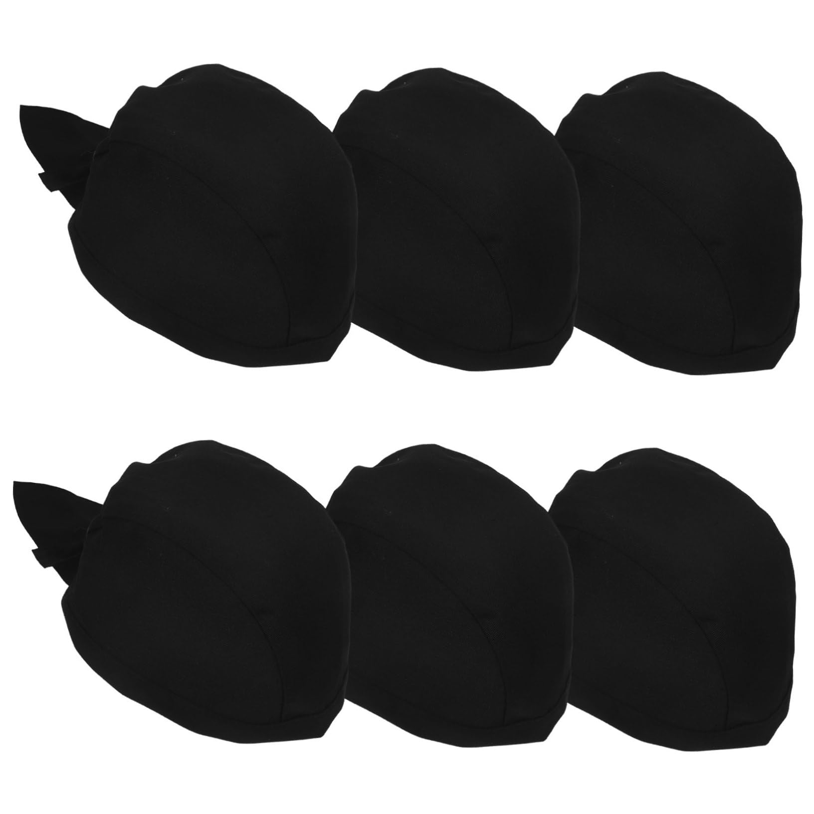 Gorros de Chef Unisex Lazos de Algodón Negro, 6 Unidades | Restaurante y Comedor, Estilo Clásico y Sencillo, Uso en Cocina Profesional, Paquete de Seis