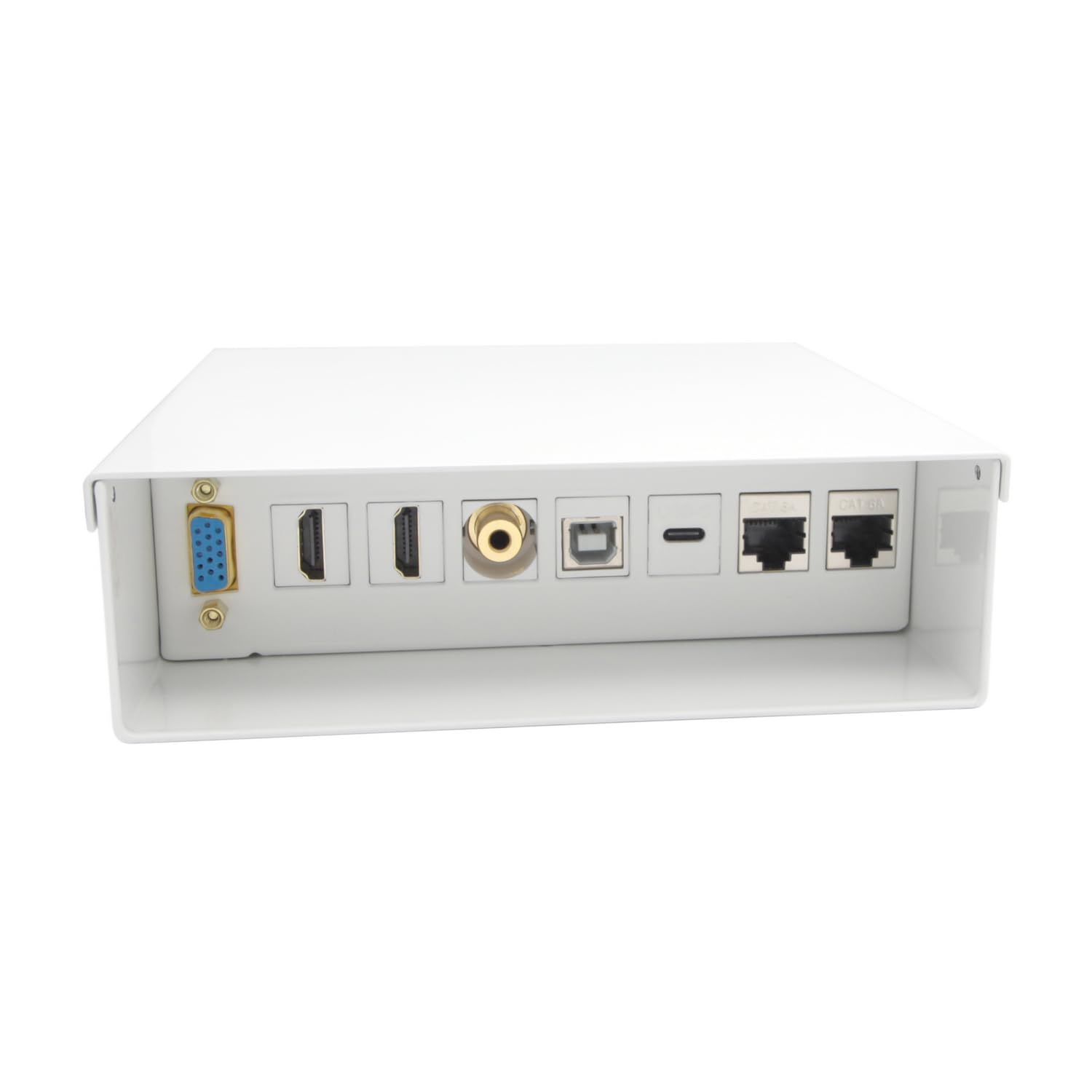 Boîte de jonction anti-interférences avec prises réseau Cat.6A STP et HDMI