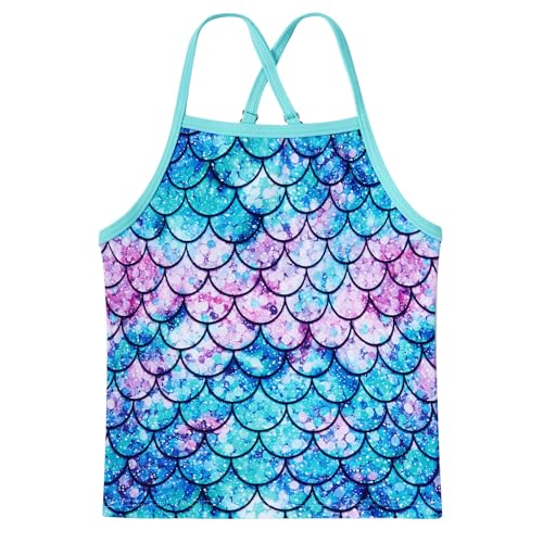 Girls Tankini Swimsuit Two Piece Bathing Suit with Adjustable Strap 3-13 Years3