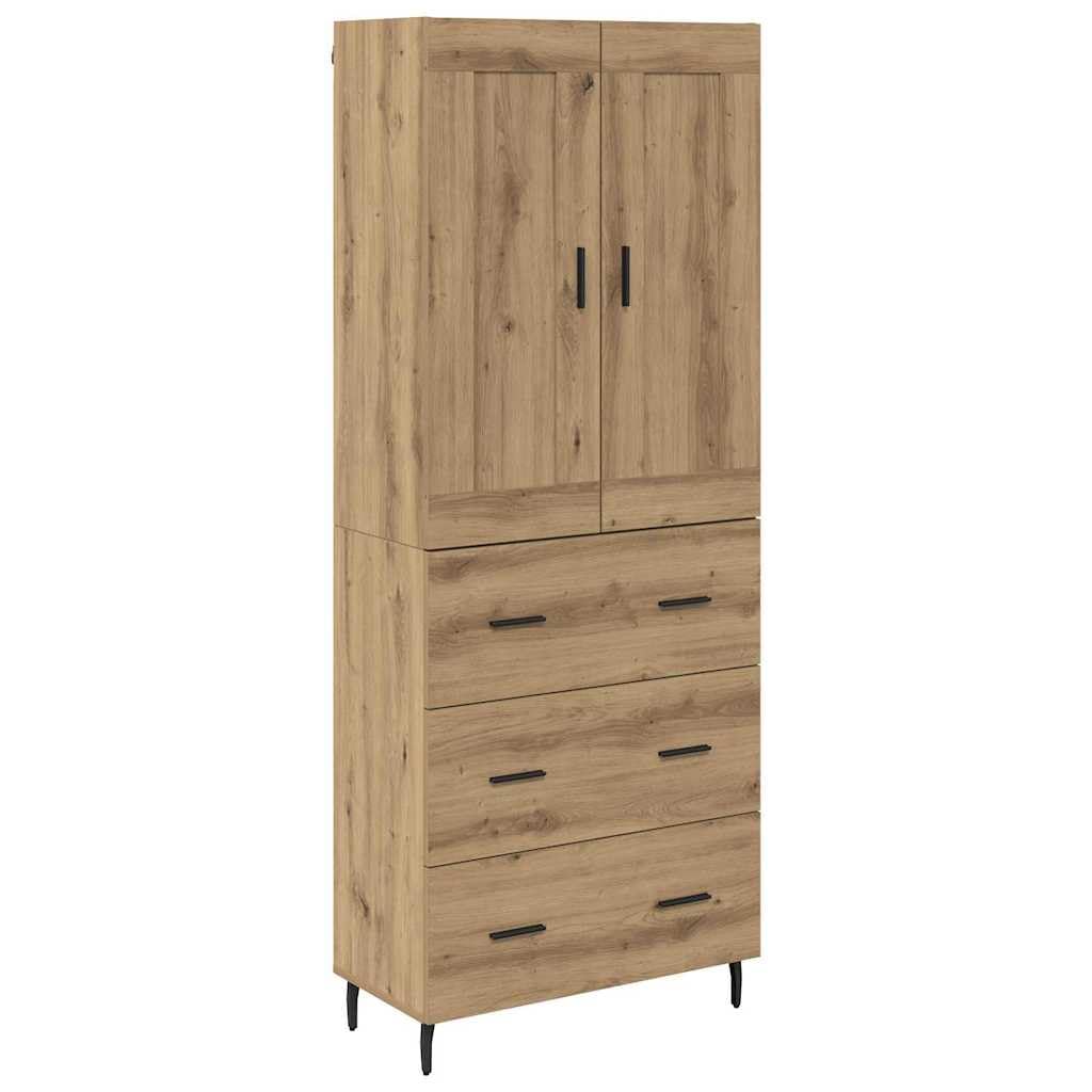 vidaXL Highboard 2 pcs Artisan Oak Engineered Wood and Glass, Stylish Furniture, Rectangular Highboard, Modern Storage Solution, Functional Sideboard, Indoor Fixture, Dining Room Accent