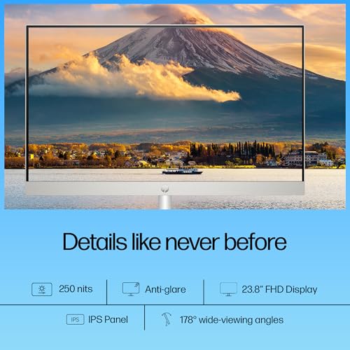 Image of HP AIO, 13th Gen Intel Core i3-1315U,(8GB DDR4,512GB SSD) 300 nits, Anti-Glare, 23.8inch(60.5cm) FHD, Win11, M365, Office24, Shell White, 5.27kg, FHD IR Camera w /Privacy Shutter, 24-cr0901in /cr0905in