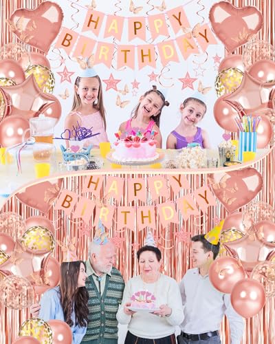 Lutoys TY-BA-BIRTHDAY-ROSEGOLD Rose Gold Happy Birthday Party Decorations thumb #2