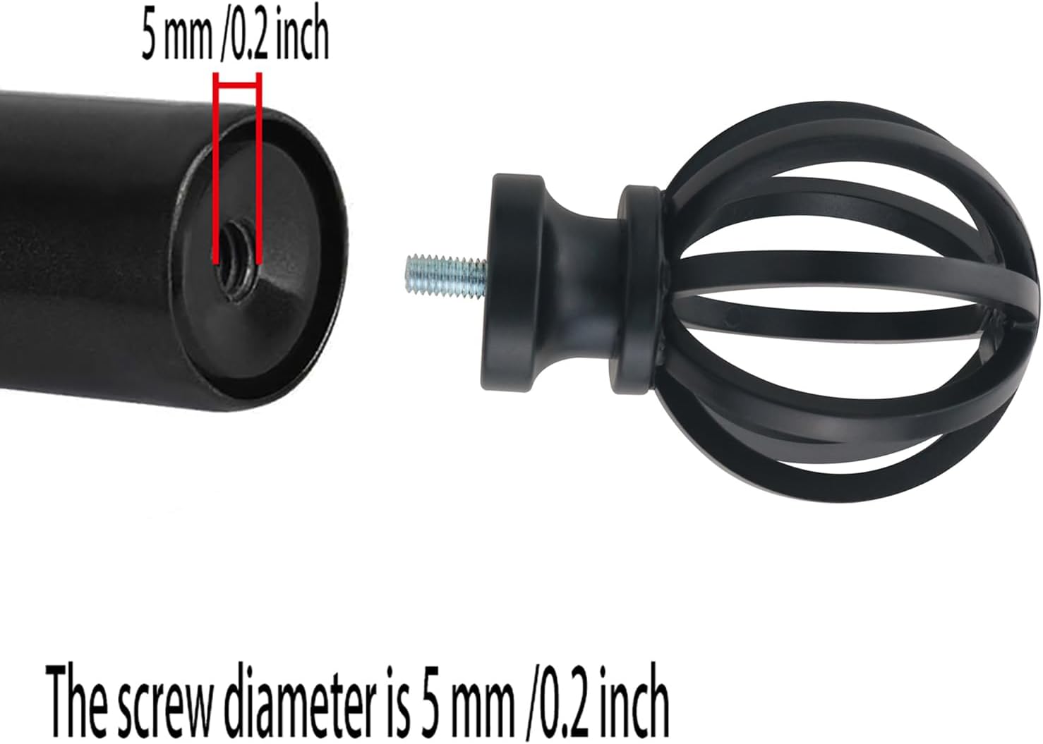 2PCS Spiral Cage Curtain Rod End Caps 5/8 Inch Diameter with M5 Screws Roman Rod Plugs for Offices Living Rooms Bedrooms and Bathrooms
