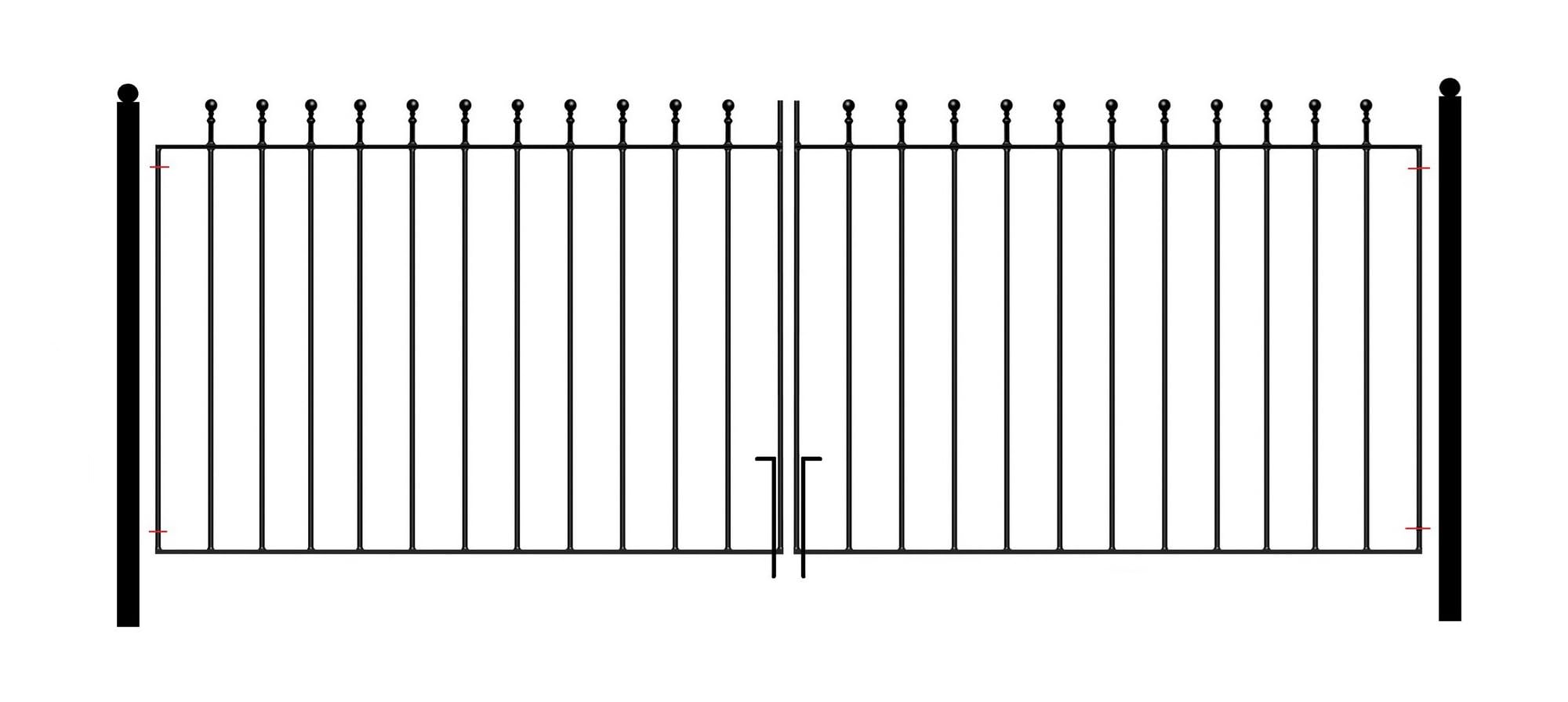 Manor Ball Top Metal Garden Driveway Gates Galvanised Wrought Iron Dual Swing Gate (2743mm (9ft) Gap x 915mm High MAZP46)