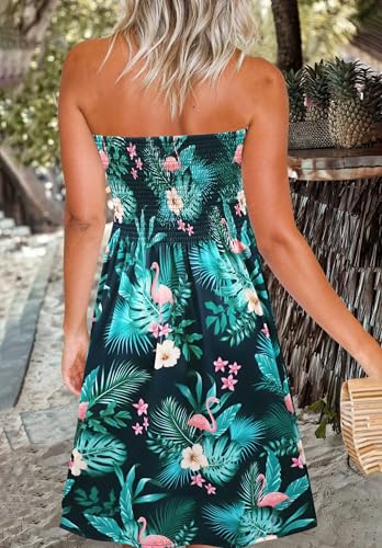 Image of Zyyfly Womens Summer Beach Dresses Strapless Cover Ups Dress Tube Top Sundresses