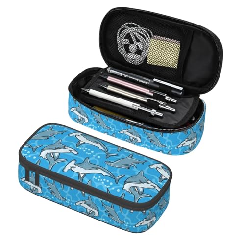 Image of Hammerhead Shark Pencil Case Aesthetic Large Capacity Pen Pouch | Storage Bag with Compartments for Travel School Office Organizer
