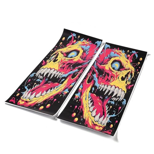 Image of Blueshyhall 2PCS Car B-Pillar Vinyl Decals, Graffiti Scary Halloween Personalized Vehicle Door Pillar Sticker, HD Printed PET Waterproof Sun Protection Scratch Cover