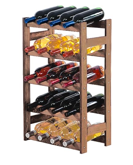 PROREGAL Weinregal PINOTWINE | HxBxT 70x43x25cm | 20 Flaschen | Massives Kiefernholz | Braun geölt | Weinhalter Weinständer Flaschenständer Flaschenregal Holzregal