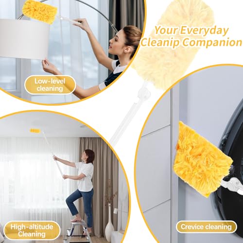 Image of 30 Count Duster Refills Compatible with Swiffer Duster, 2 Handles, 360 Heavy Duty Dusters Refills Multi-Surface Feather Duster with Extender Handle, Disposable Duster Kit for Home & Car Cleaning
